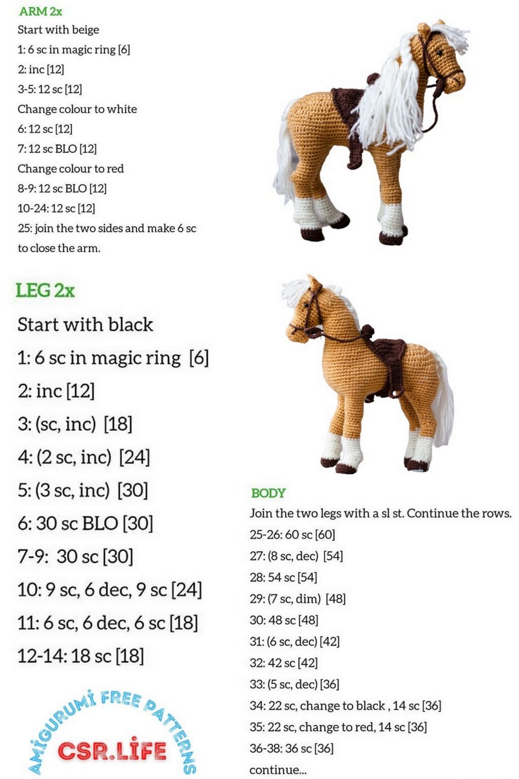 Realistic Horse Amigurumi Free Crochet Pattern Csr.life