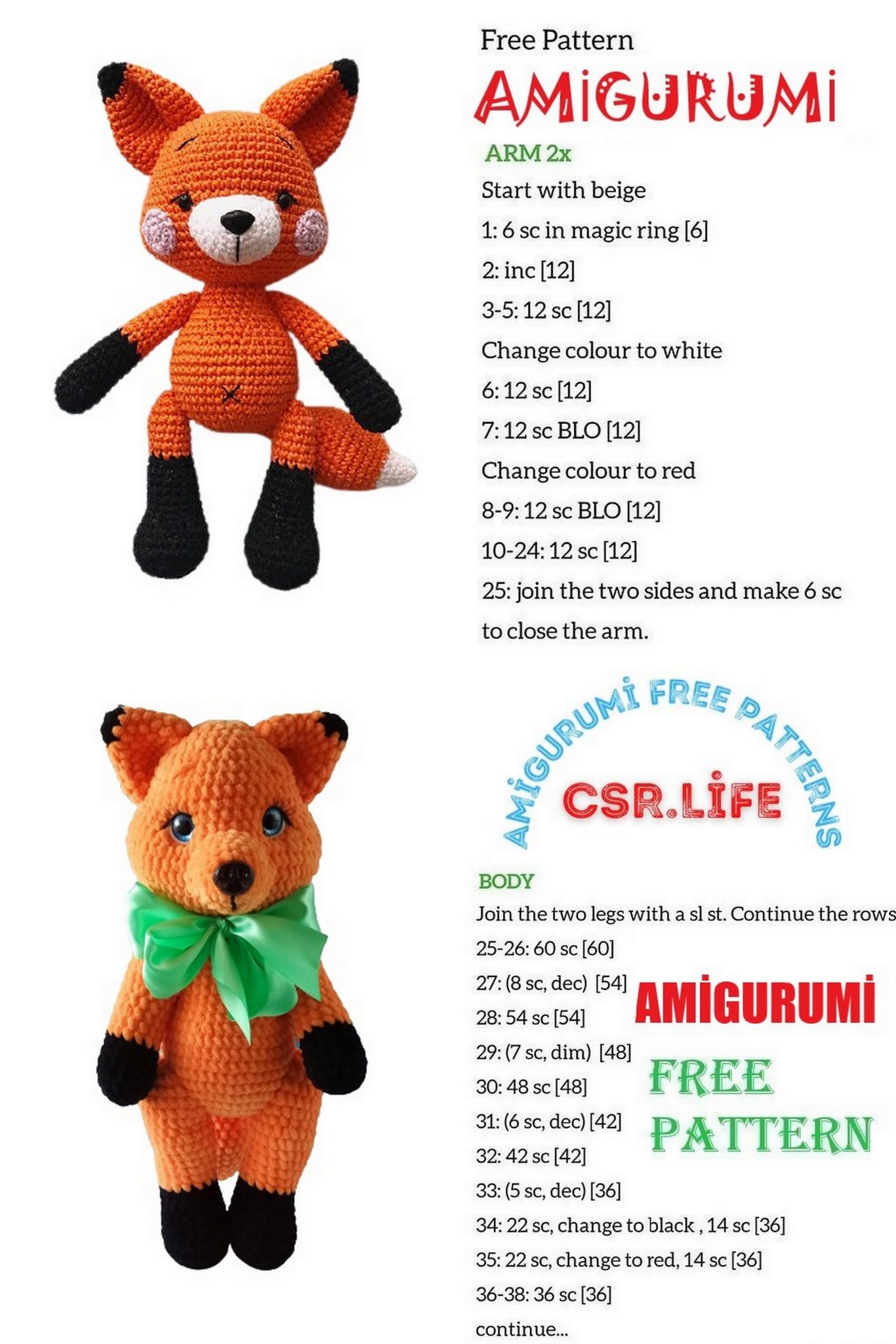 Cute Fox Family Amigurumi Free Pattern – Csr.life