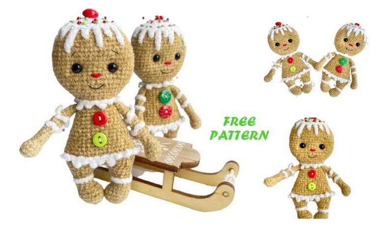 Gingerbread Man Amigurumi Free Pattern