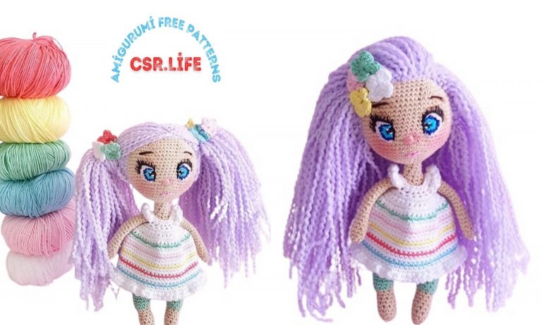 Purple Haired Doll Amigurumi Free Pattern