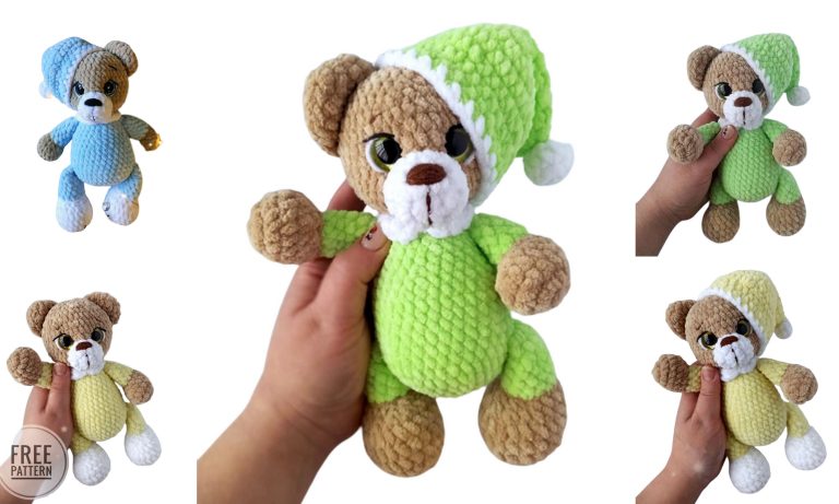 Sleepy Teddy Bear in Pajamas Amigurumi Free Pattern