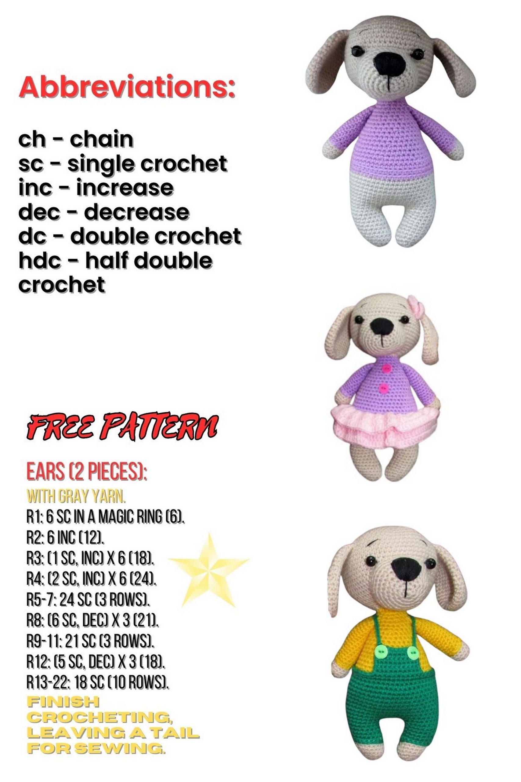 Cute Little Dog Amigurumi Free Pattern Crochet Your Own Adorable