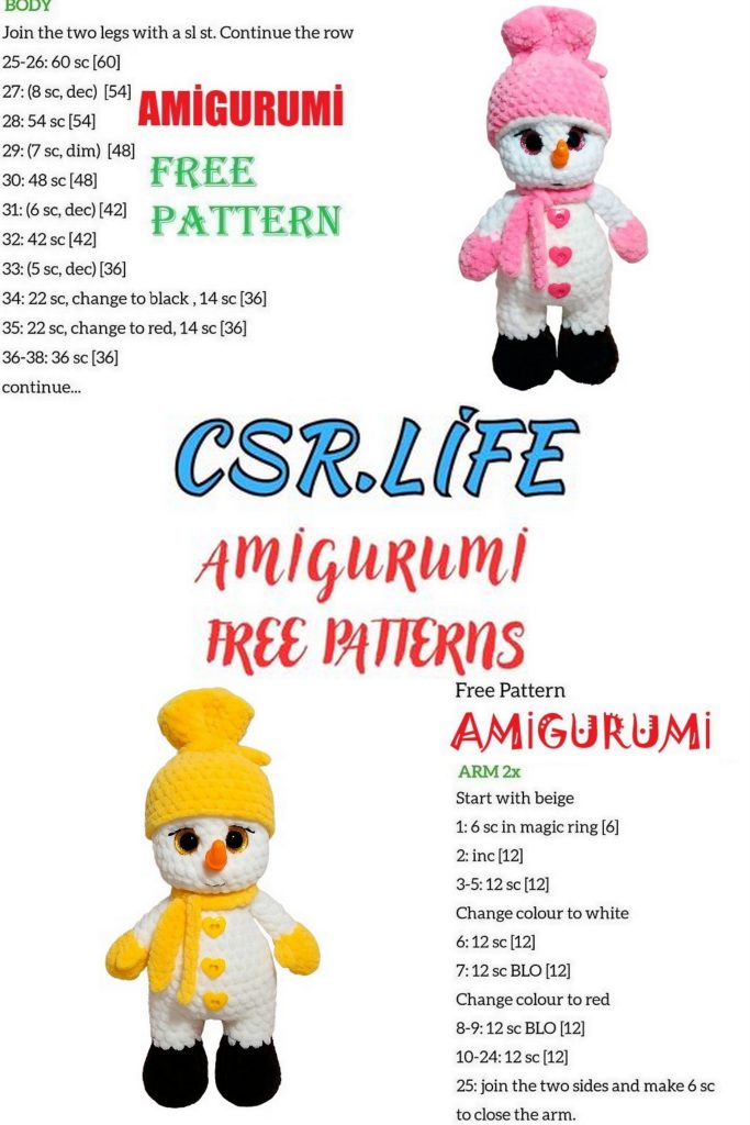Snowman Amigurumi Free Crochet Pattern